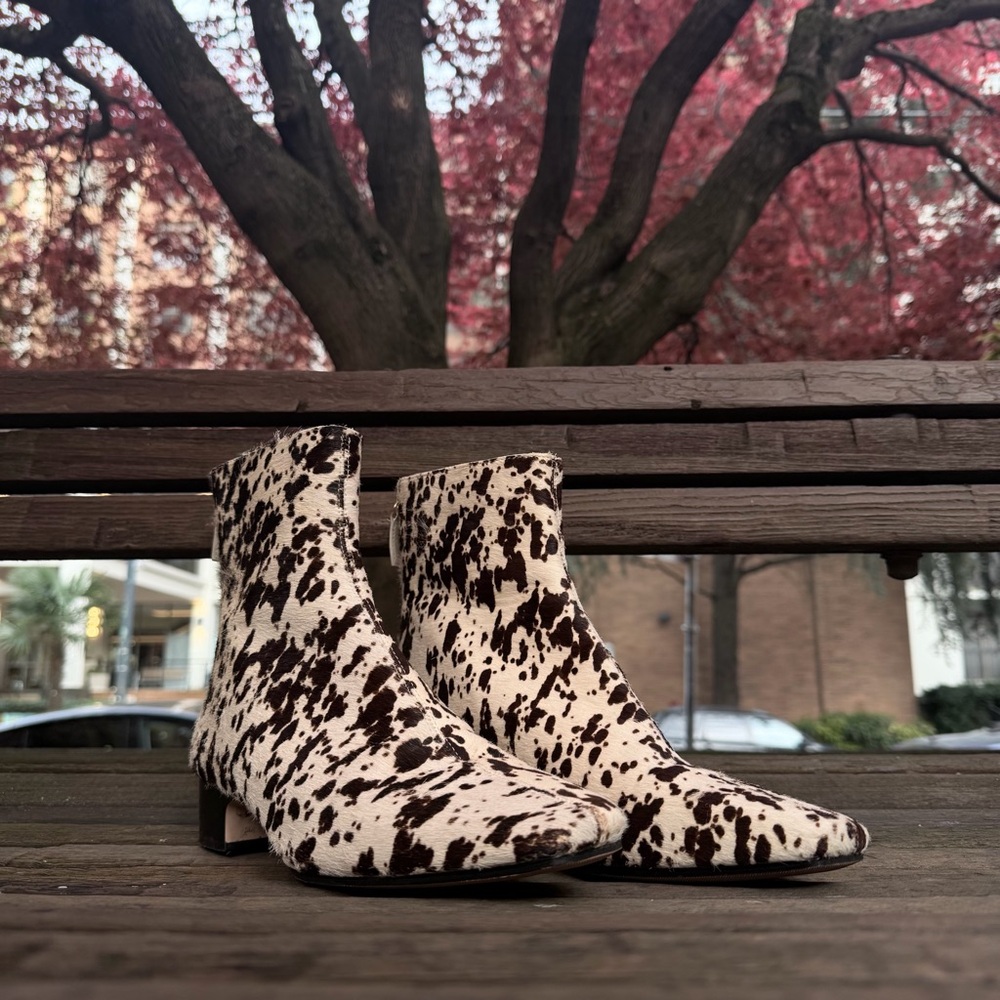 J. Crew White and Dark Brown Speckled Ankle Boots - Picture 2 of 6